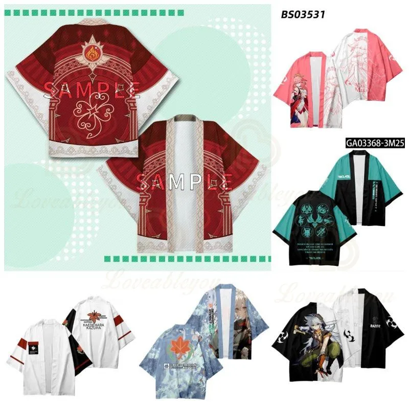 

Anime Genshin Impact Kimono Kaedehara Kazuha Raiden Shogun Cosplay Kimono Cape 3D Printed Cardigan Coat for Adults and Children