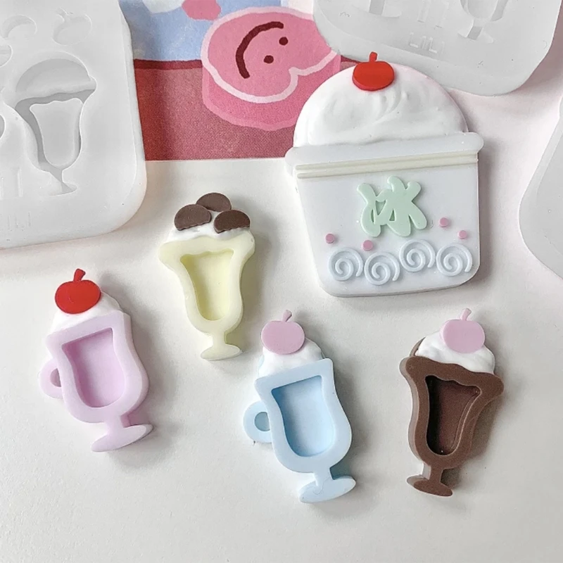 

Y51E DIY Sorbet Dessert Cup Silicone Epoxy Mold DIY Keychain Pendant Mould