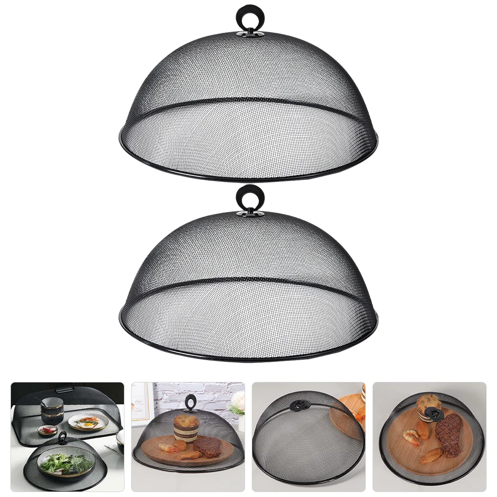 

2 Pcs Food Meal Cover Cake Dome Kitchen Grill Portable Bbq Stainless Steel Glass Steak