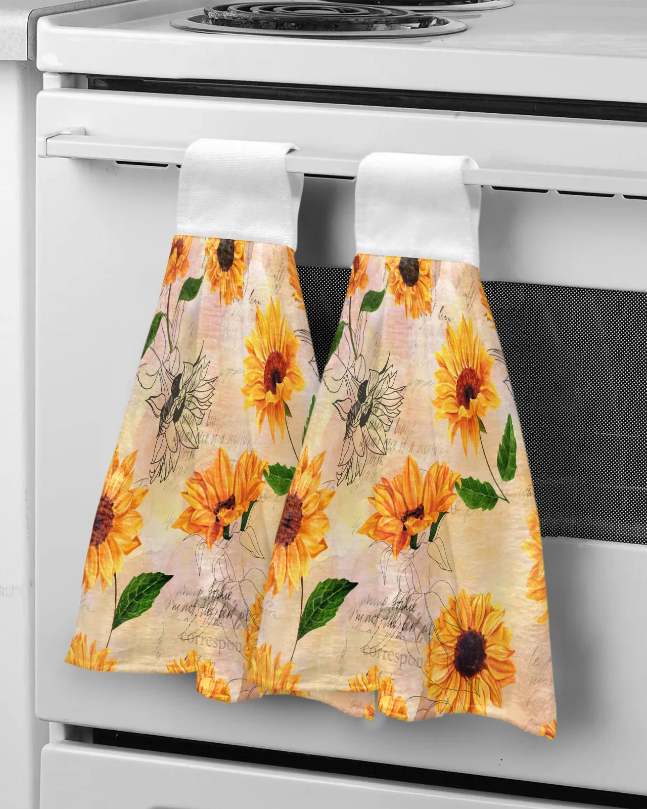 

Sunflower Flower Cluster Retro Style Hand Towel Household Absorbent Kitchen Towel Lazy Rag Wipe Towel Microfiber Hand Towel