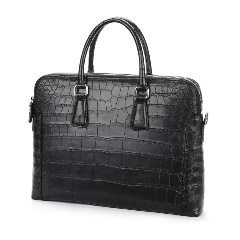 

New High-end Crocodile Leather Men's Briefcase Genuine Leather Matte Leather Laptop Briefcase Large Capacity Shoulder Bag 45