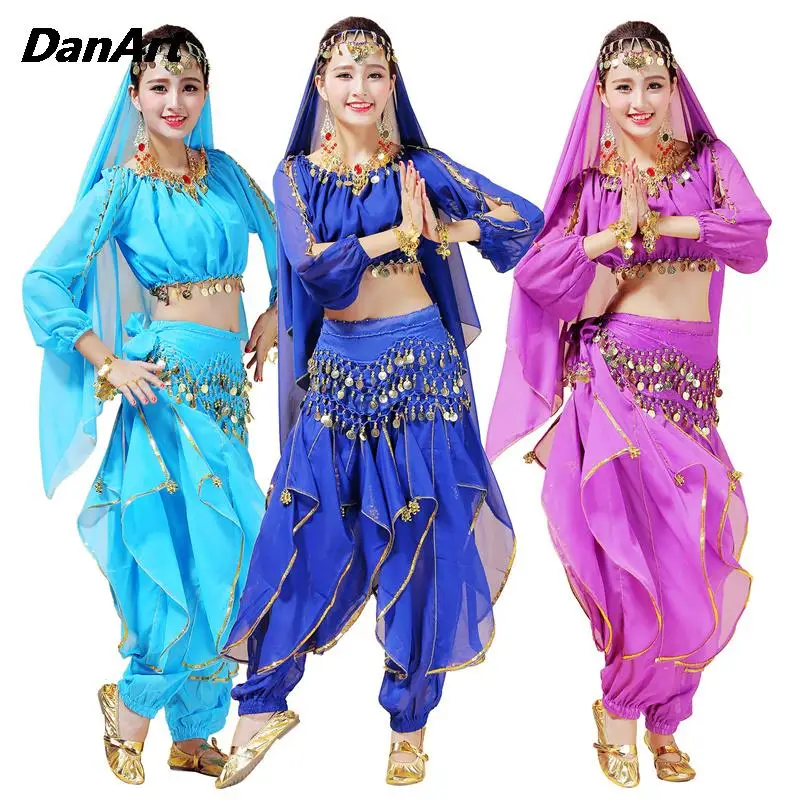 Женский костюм для индийских танцев выступлений комплект танца живота топ с
