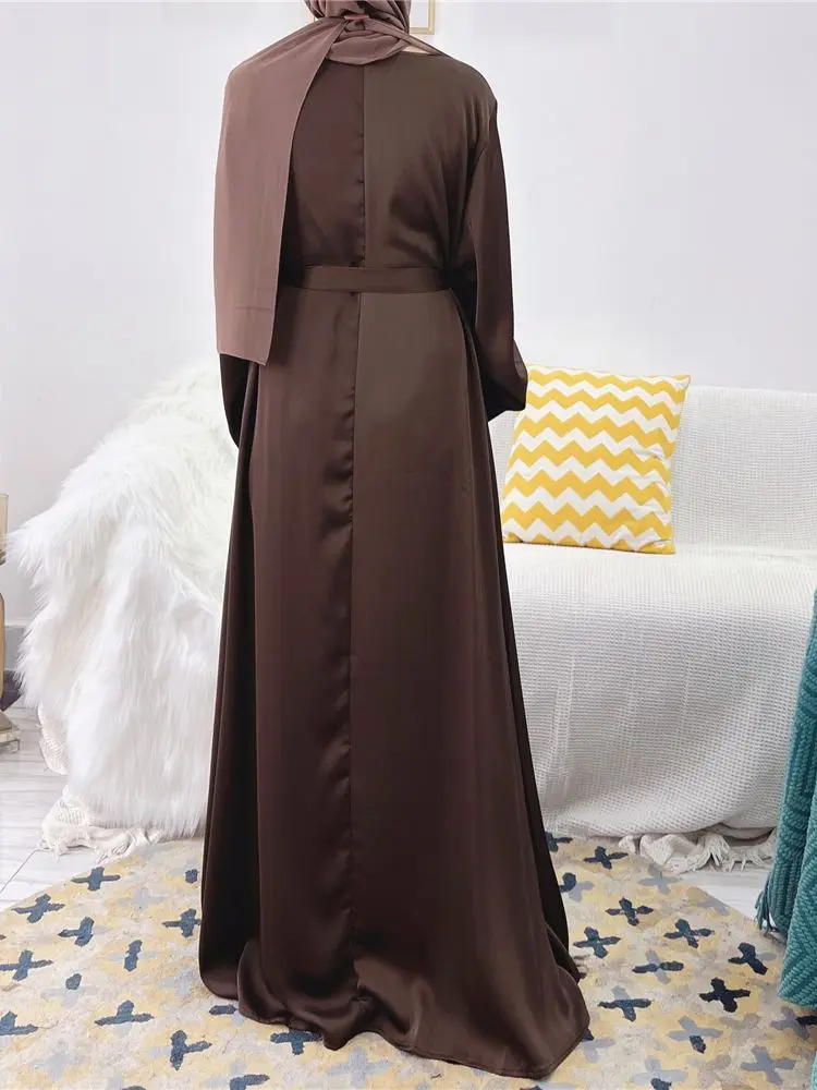 Ramadan Eid Kaftan Satin Abaya Dubai Pakistan Turkey Muslim Hijab Maxi Modest Dress Islamic Clothing Abayas For Women Robe Arabe
