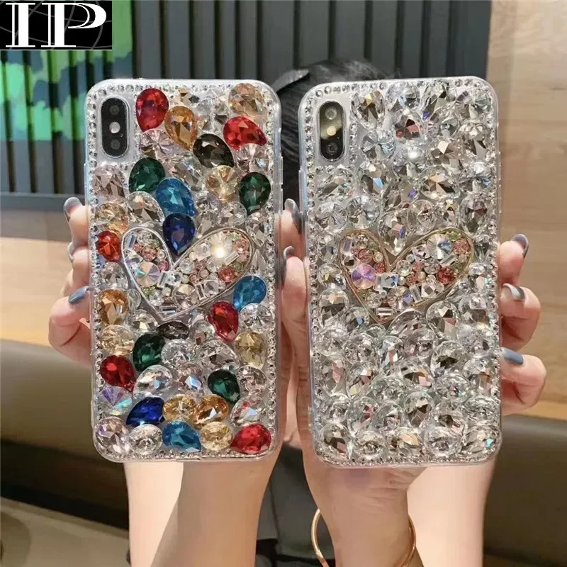 Чехлы для телефонов со стразами Iphone 15 Pro 14 13 12 11Pro Max XS XR X Funda Clear Diamond Phone Back Coque 6 7 8 Plus