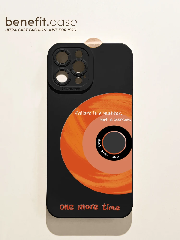 Artistic Vintage Orange Vinyl Record Transparent Phone Case for IPhone 14 13 12 11 Pro Max Xr Xs Max 8 Plus Case Cute Cover