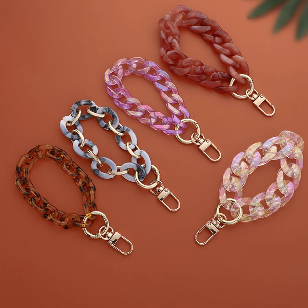 

Rainbow Colorful Acrylic Lanyard Phone Chains Resin Handbag Straps Bag Chains Fashion Candy Color Key Chains for Women Jewelry