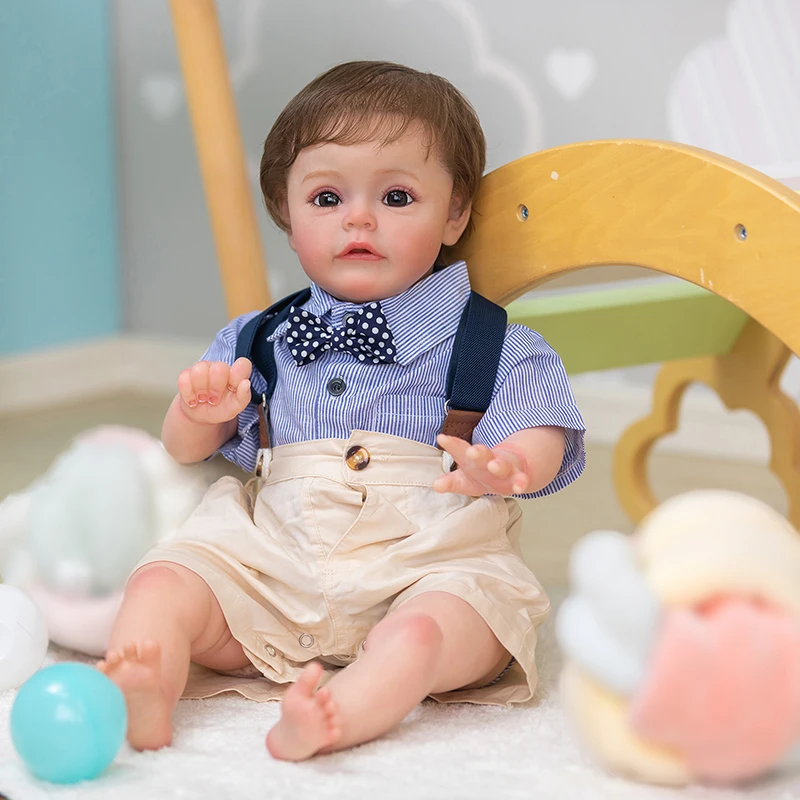 

24inch Already Painted Finished Doll Reborn Sue-sue In Boy 3D Skin Visible Veins Hand Rooted Hair Cuddly Soft Body Doll Gift