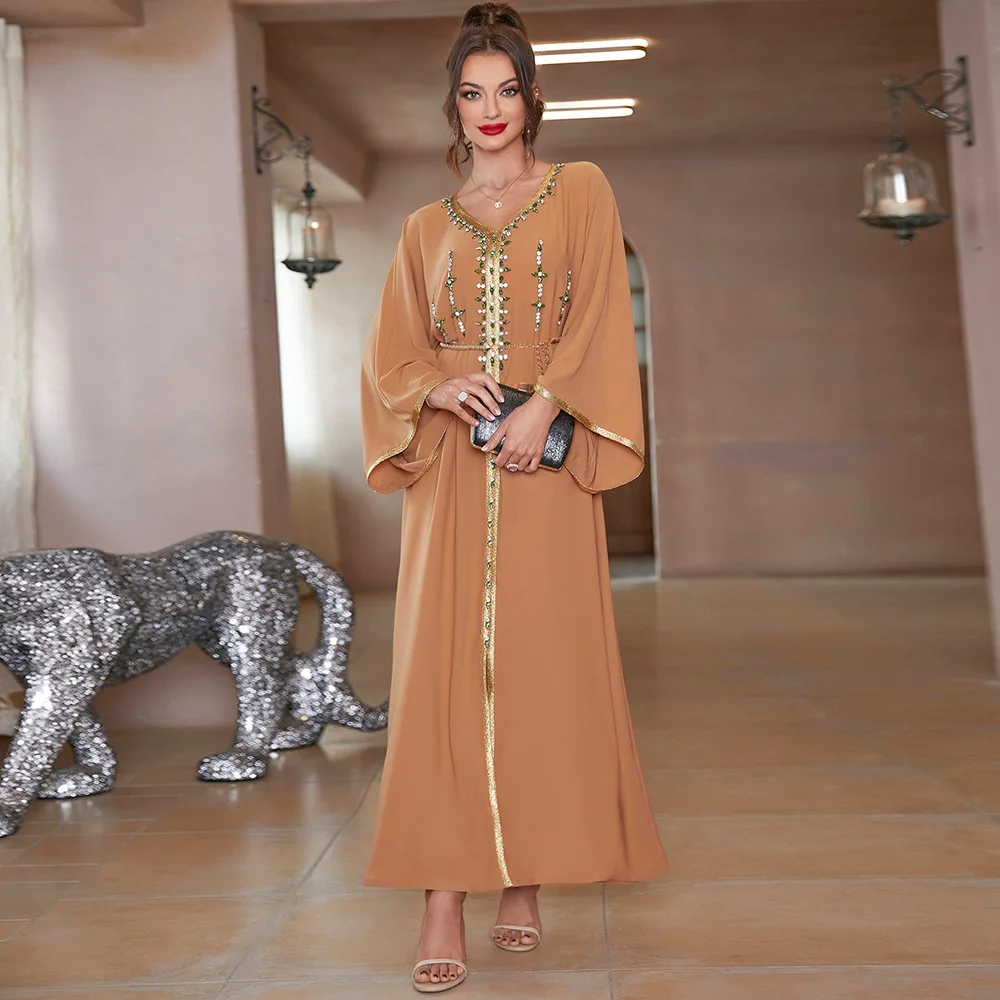 

2022 Eid Luxury Dubai Turkey Islam Muslim Party Long Dress Ramadan Kaftan Abayas for Women Elegant Caftan Marocain Evening Gown