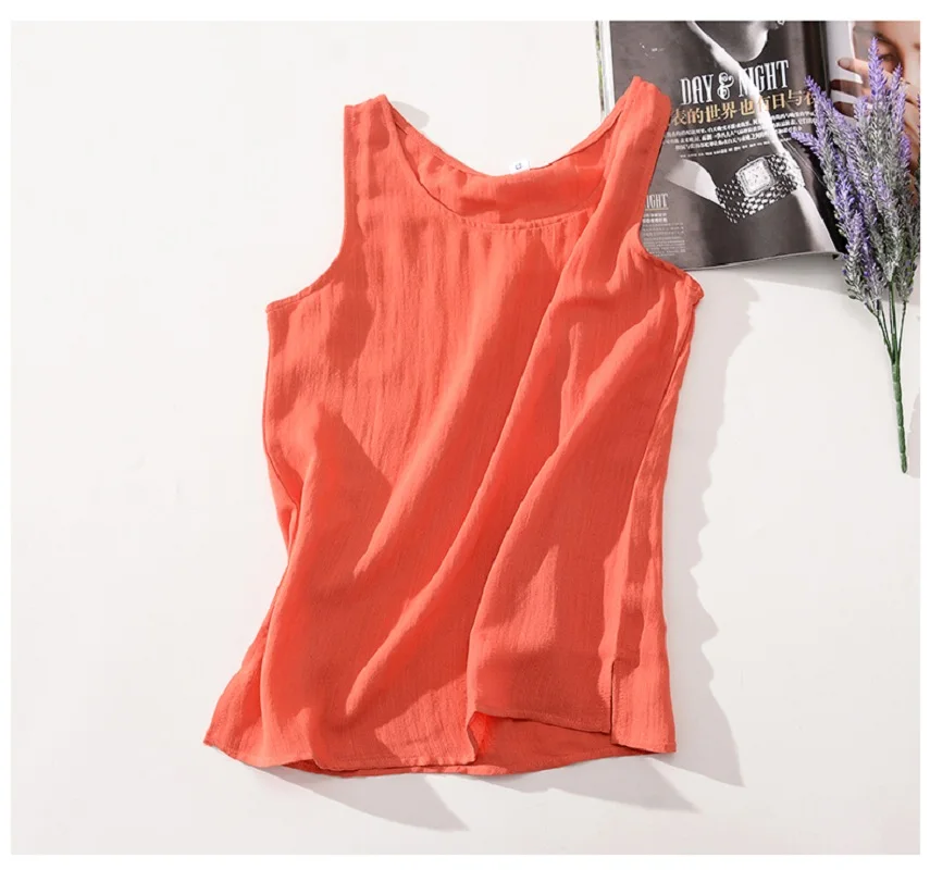 Майка женская из хлопка и льна пикантная спортивная рубашка для фитнеса без