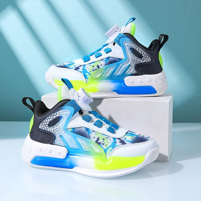 Children Basketball Shoes for Boys Sneakers Thick Sole Non-slip Kids Sports Shoes Child Boy Basket Trainer Shoes