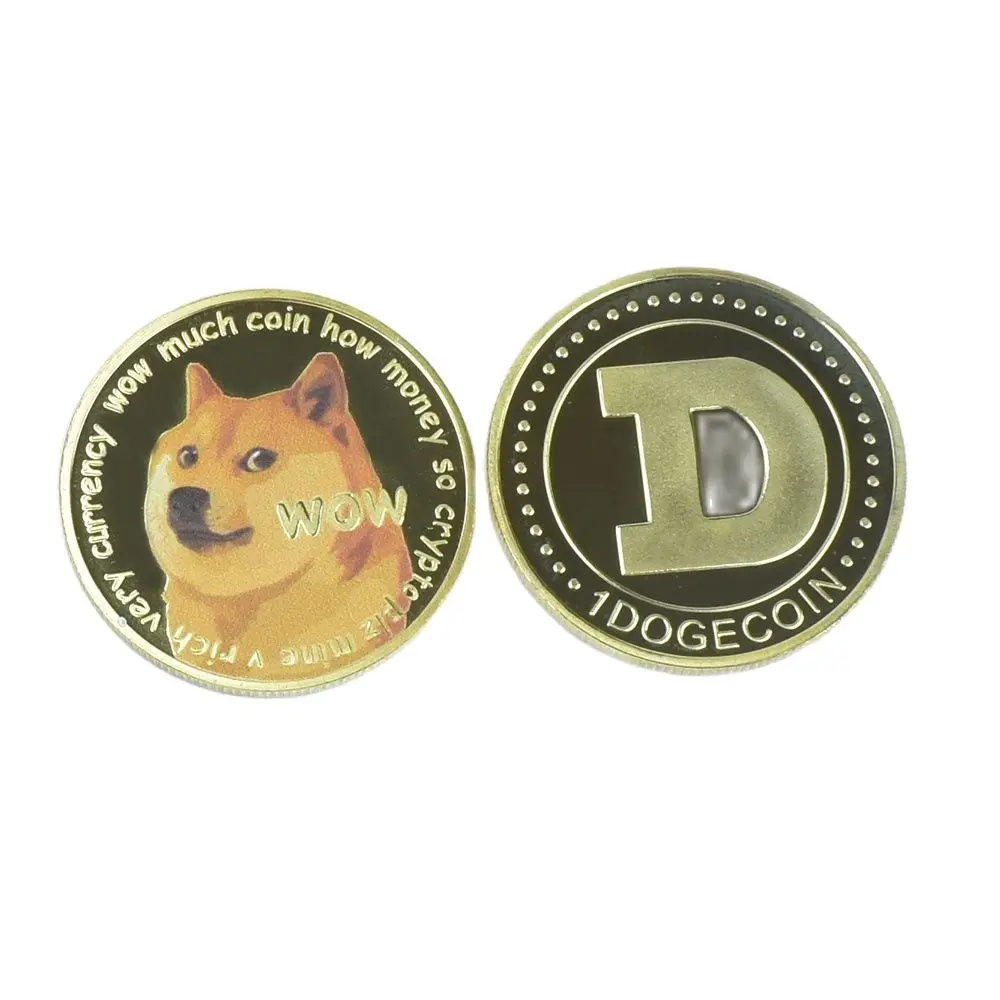 

New Wow Dogecoin Colorful print Gold Doge coin with Plastic shell Doge coin for collection coin