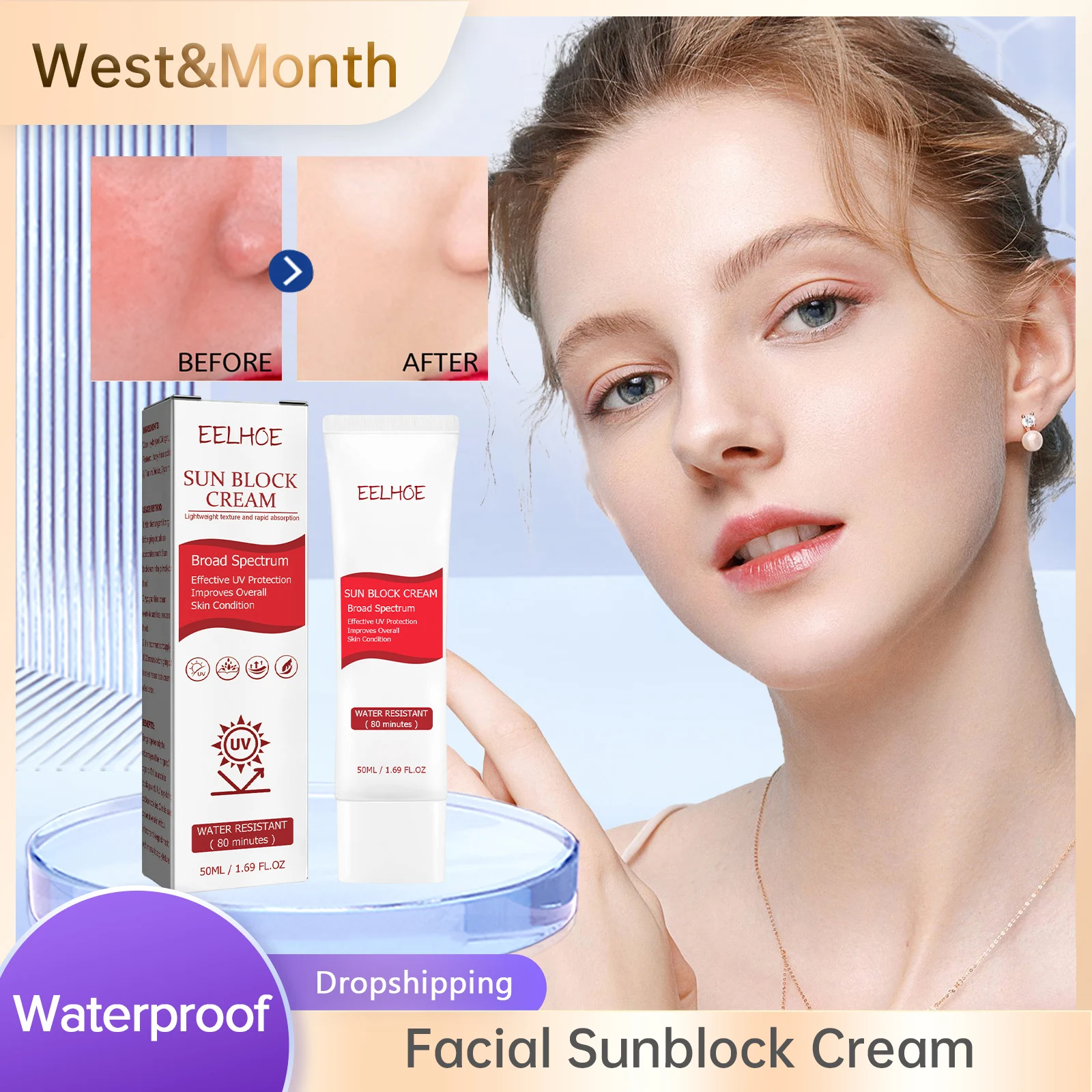 

Facial Body Sunscreen SPF50 Solar Blocker UV Isolation Lotion Oil Control Anti Sunburn Refreshing Lasting Whitening Sun Cream