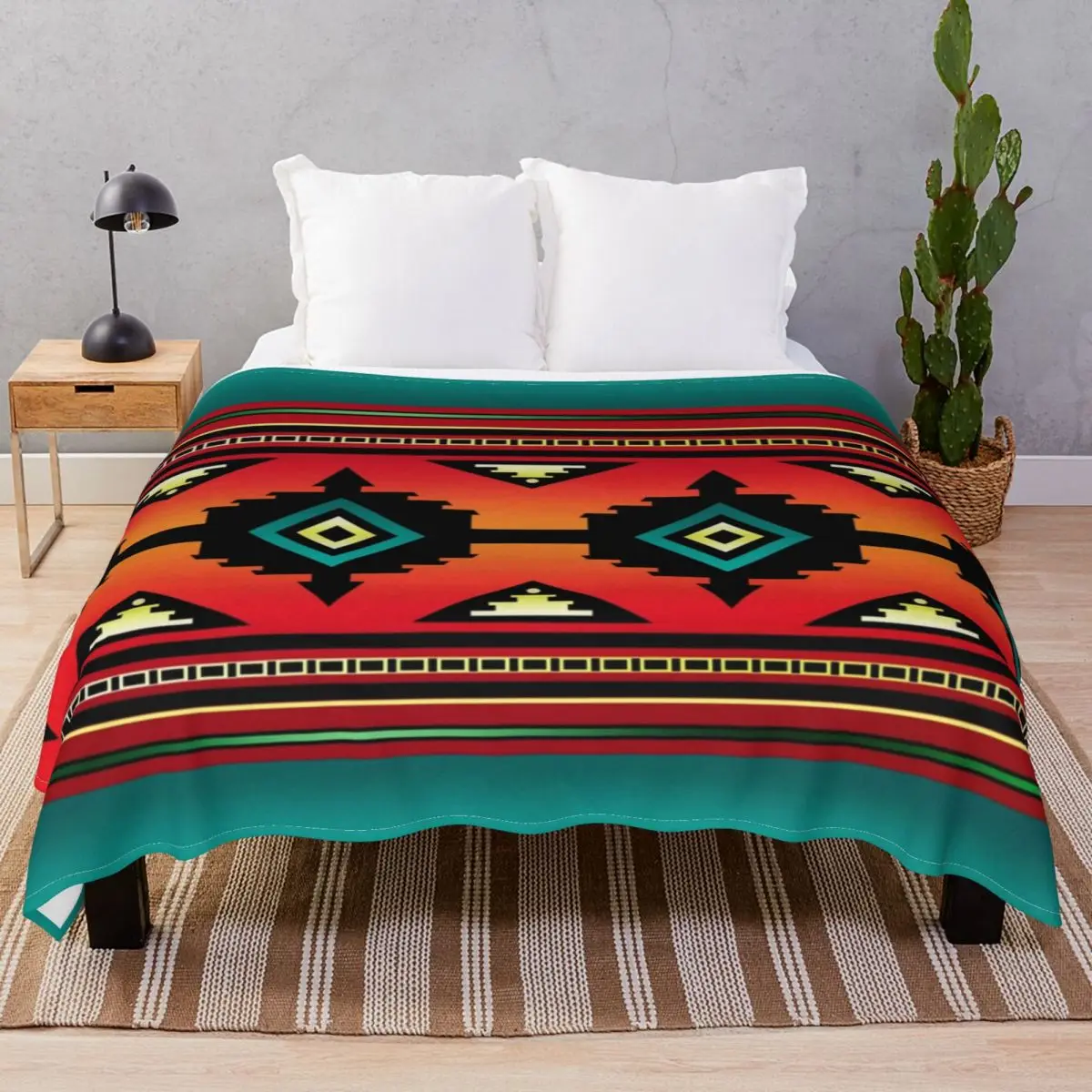 Canyon Navajo Blankets Flannel Textile Decor Super Warm Unisex Throw Blanket for Bedding Home Couch Travel Cinema