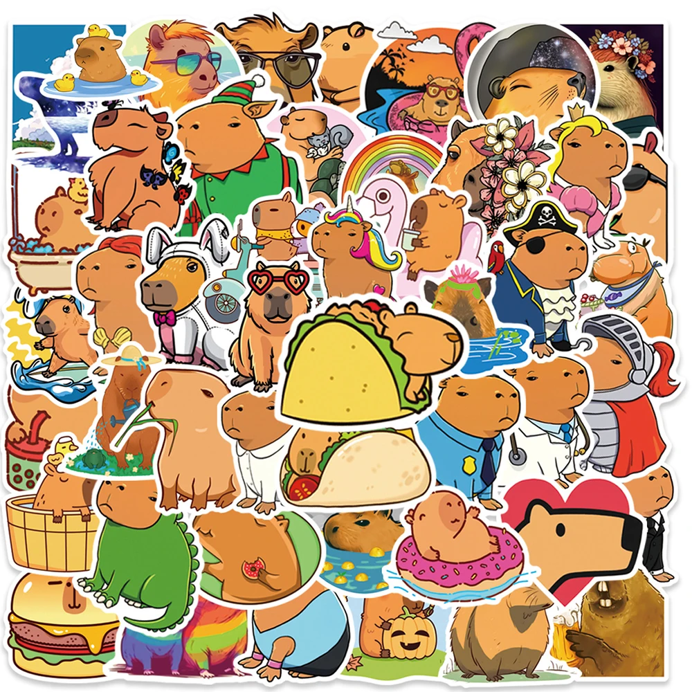 

10/30/55pcs Kawaii Cartoon Capybara Stickers Aesthetic Decals Notebook Album Label Laptop Phone Car Decoration Sticker Kids Toy