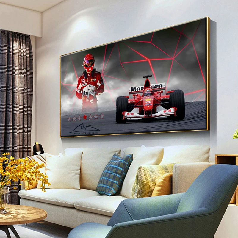 

Michael Schumacher F1 Ferrari Car Poster Canvas Painting Living Room Oil Painting Pictures Print Bedroom Mural Modern Home Decor