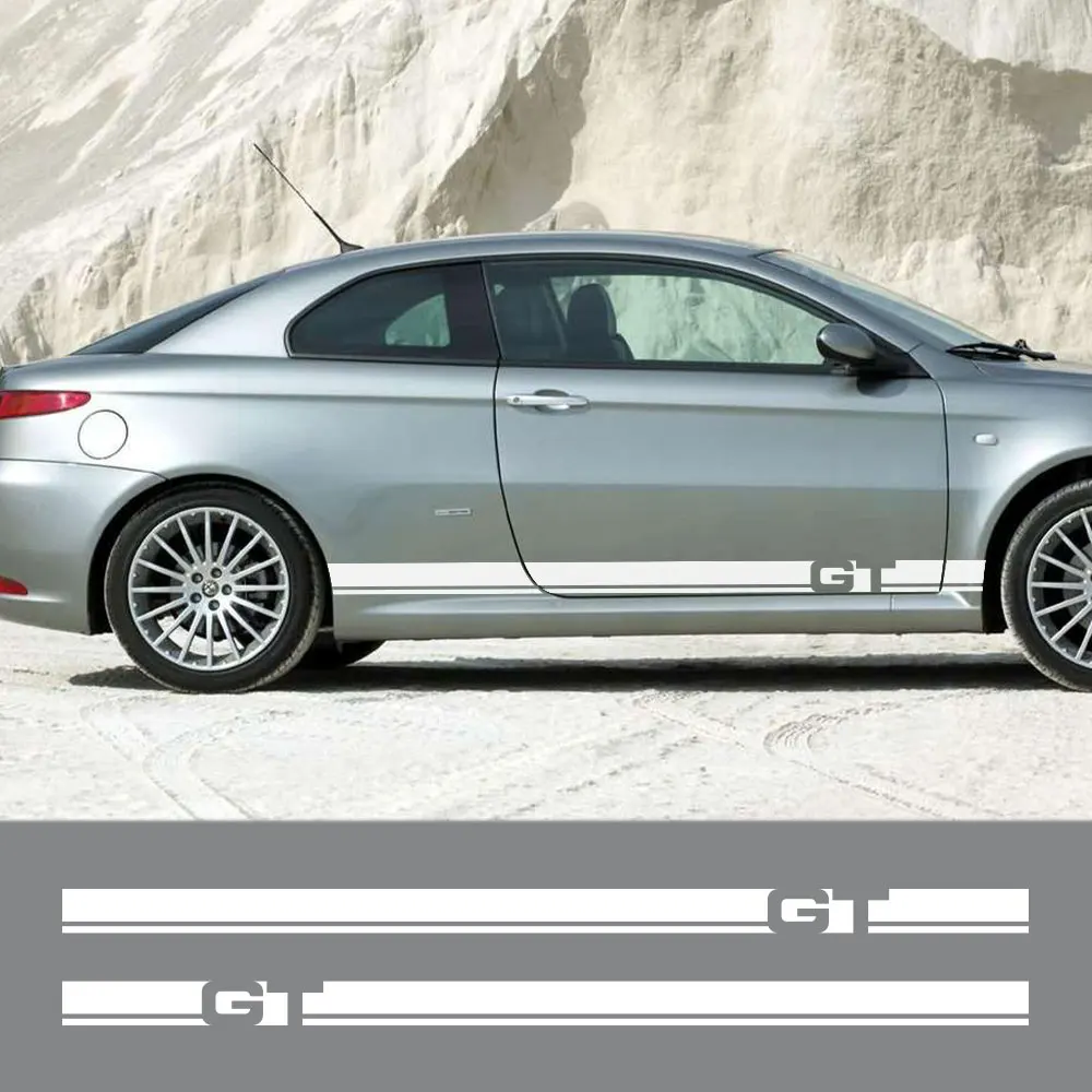 

For Alfa Romeo GT Sport Stelvio Giulia 4C Giulietta MiTo 159 147 156 Auto Accessories 2PCS Car Door Side Skirt Stripe Stickers