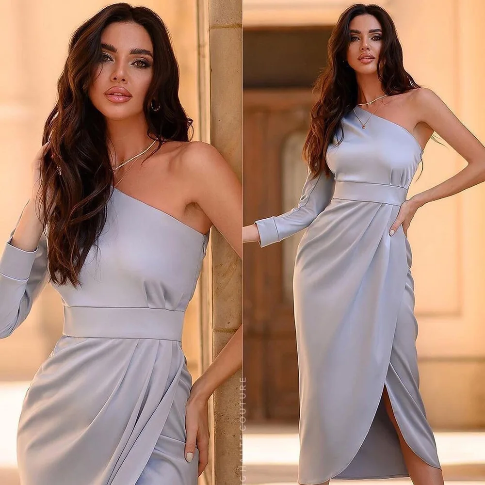 

Women's Evening Party Dresses Fashion Slanted Shoulder Slit One-Shoulder Midi Skirt Banquet Gown Prom Dress for Women Vestidos