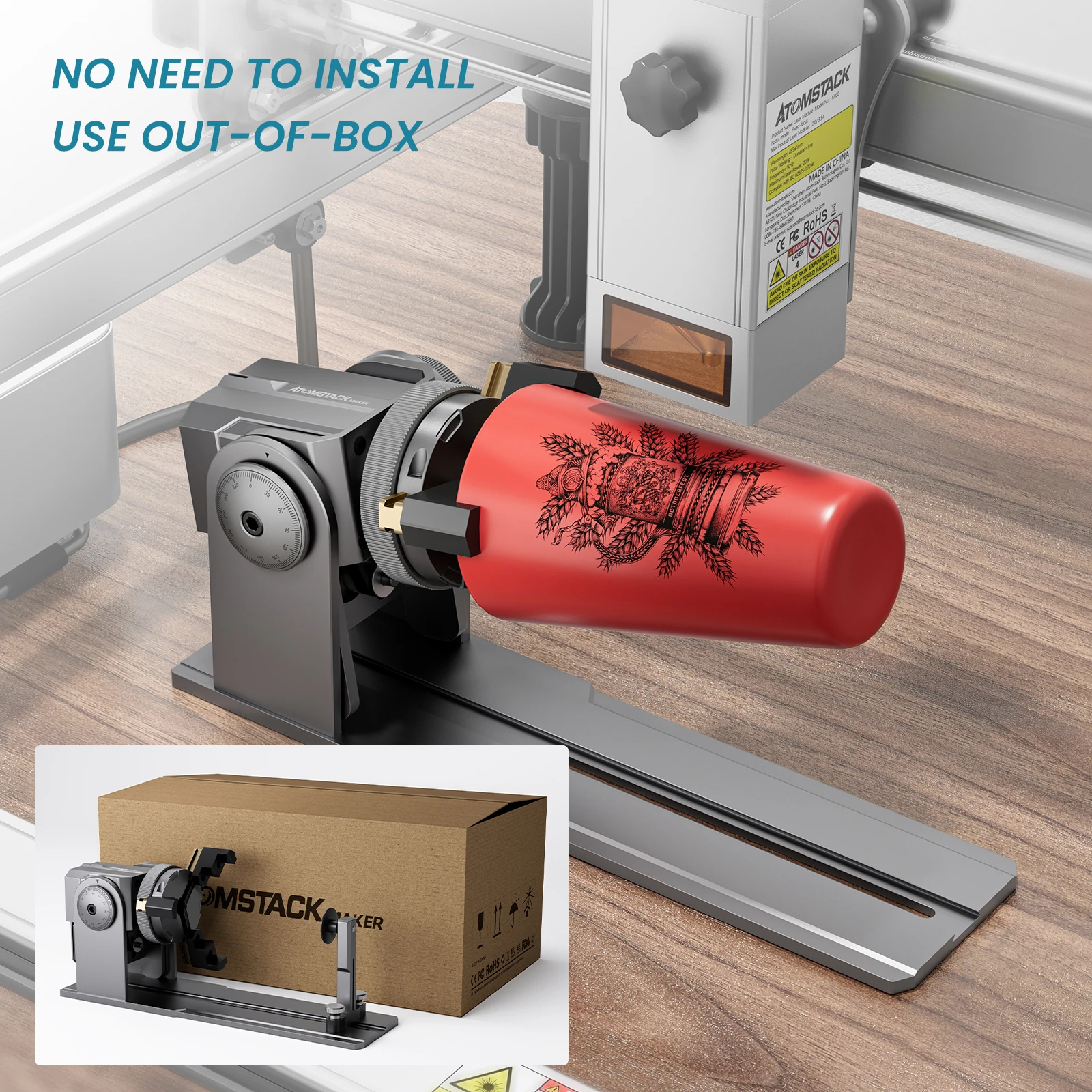 

Newest Atomstack R1 Laser Engraver Rotary Roller Claw For Cylindrical Ring for Atomstock and Ortur, NEJE Laser Machine