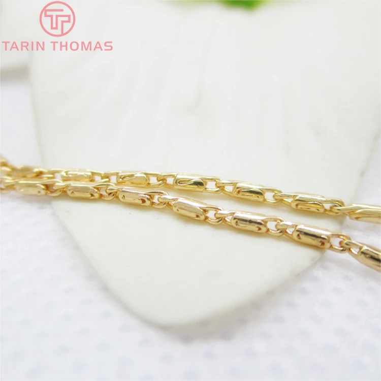 

(4268)2 Meters thickness 1.3MM 24K Champagne Gold Color Plated Copper Necklace Chains Quality Diy Jewelry Findings Accessories