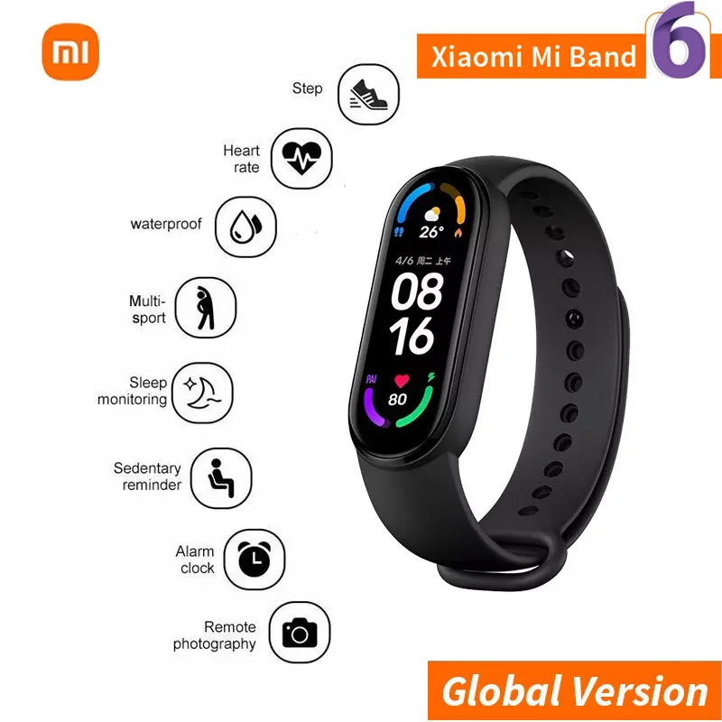 

Xiaomi Mi Band 6 Smart Bracelet 5 Color AMOLED Screen Miband 6 Blood Oxygen Fitness Traker Bluetooth 5 ATM Waterproof Smart Band