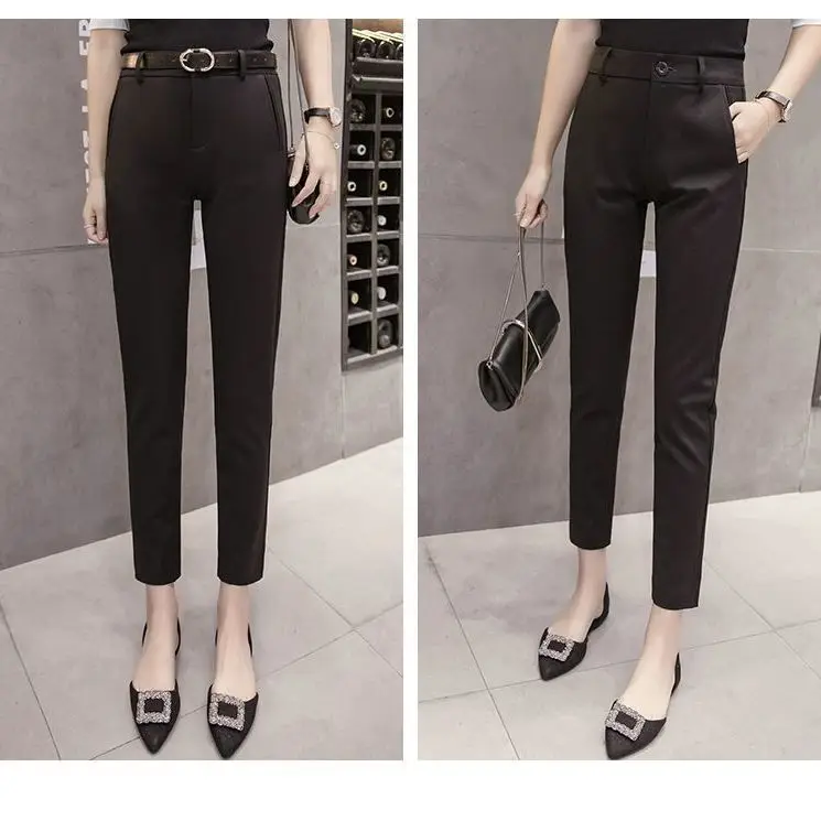 Women High Waist Suit Pants 2023 New Spring Autumn Korean Style Elegant Casual Female Silm Solid Straight Trousers Clothing X105