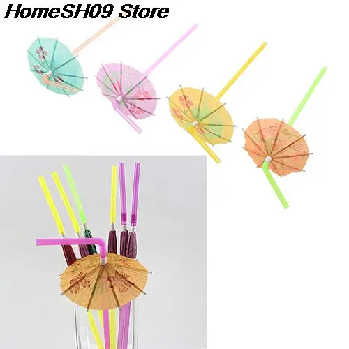 

50PCS colorful Hawaiian Hula Beach Party Cocktail Umbrella Parasol Drinking Straws