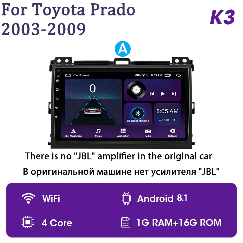

Автомагнитола 2 din, Android 12, навигация для Toyota Land Cruiser Prado 120 3 Lexus GX470 J120 2003-2009 Carplay Multimidia Stereo