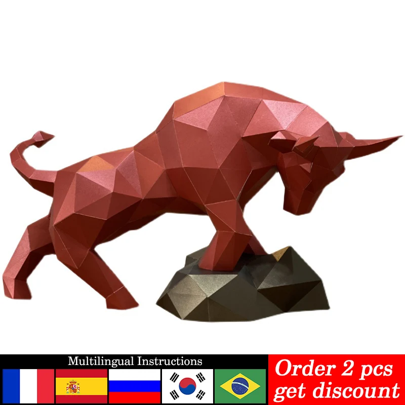 

70cm Large Size Bull Cattle Animal Paper Model Ornaments,Low Poly Room Decor Origami,3D Papercraft Art,Handmade DIY Craft RTY349