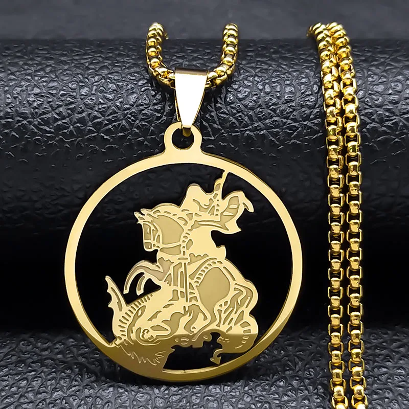 

Archangel St.Michael Protect Me Necklace Stainless Steel Saint Shield Protection Male Necklace Jewelry corrente masculina N2050