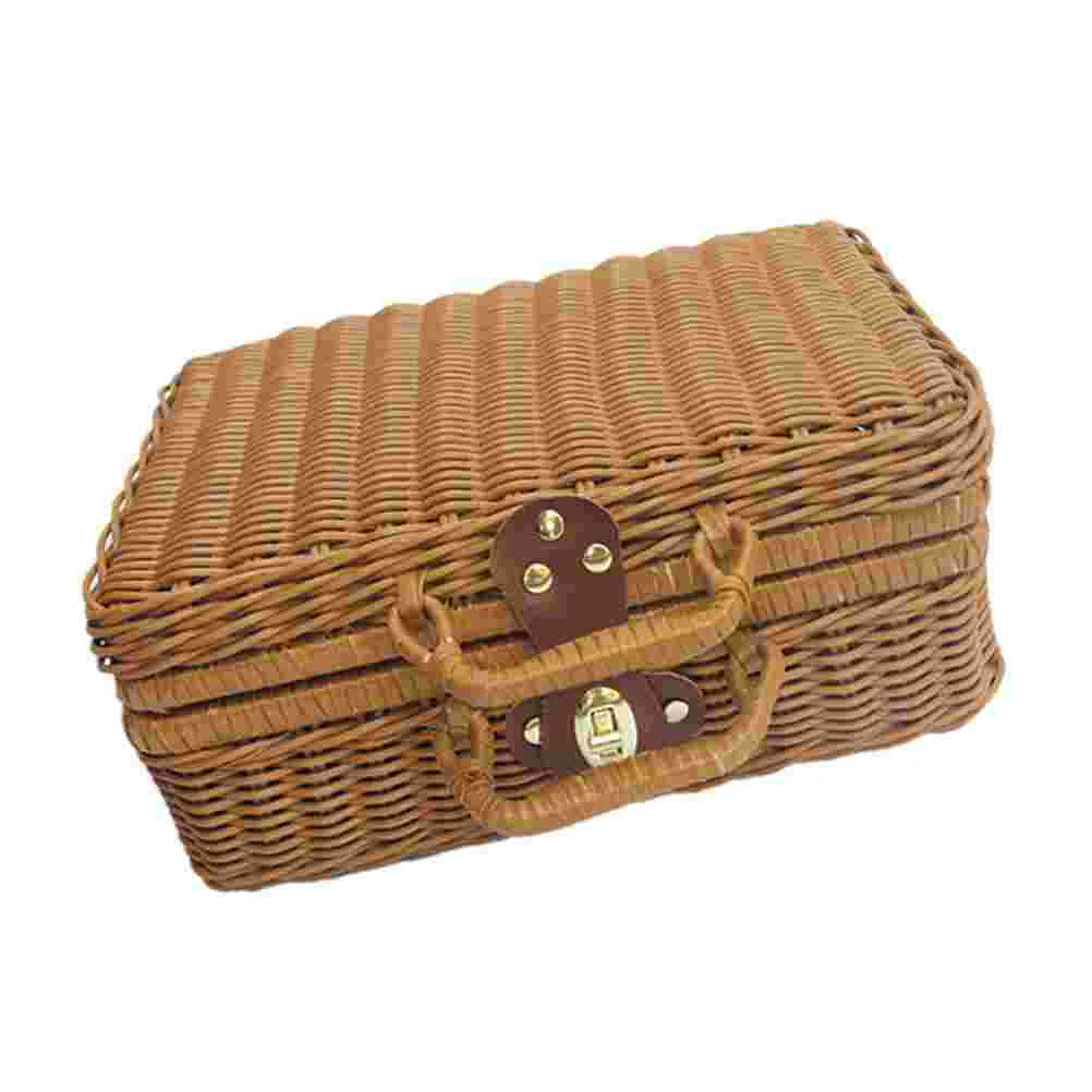 

Woven Handbag Rustic Picnic Basket Rattan Picnic Box Woven Camping Basket Rattan Picnic Basket