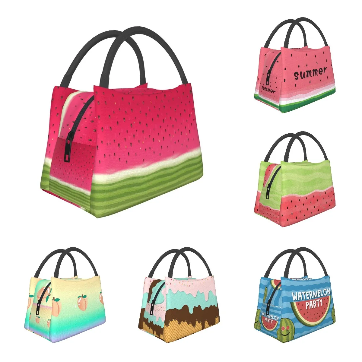 

Watercolorful Watermelon Lunch Bag Bento Insulated Bag Cooler Bags for Kids Girls Women Tote Bag for Outdoor Shcool Work Picnic