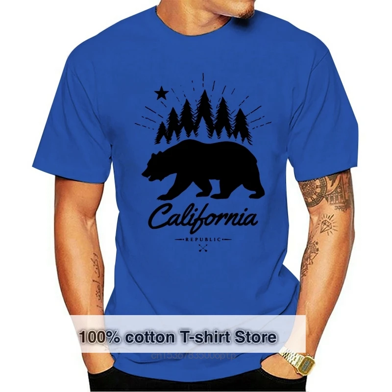 

Fashion Man T-Shirt California Republic Bear Crewneck Short Sleeve Pure Cotton Tops Shirt Custom Tee Shirts Print Good Quality