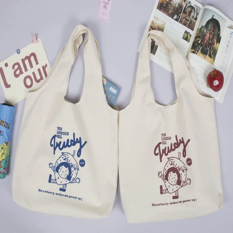 100pcs/Lot Large Capacity High Promotion Special Design Vest Cotton Bag Custom Printing Logo Storage Portable Shoulder Package - купить по