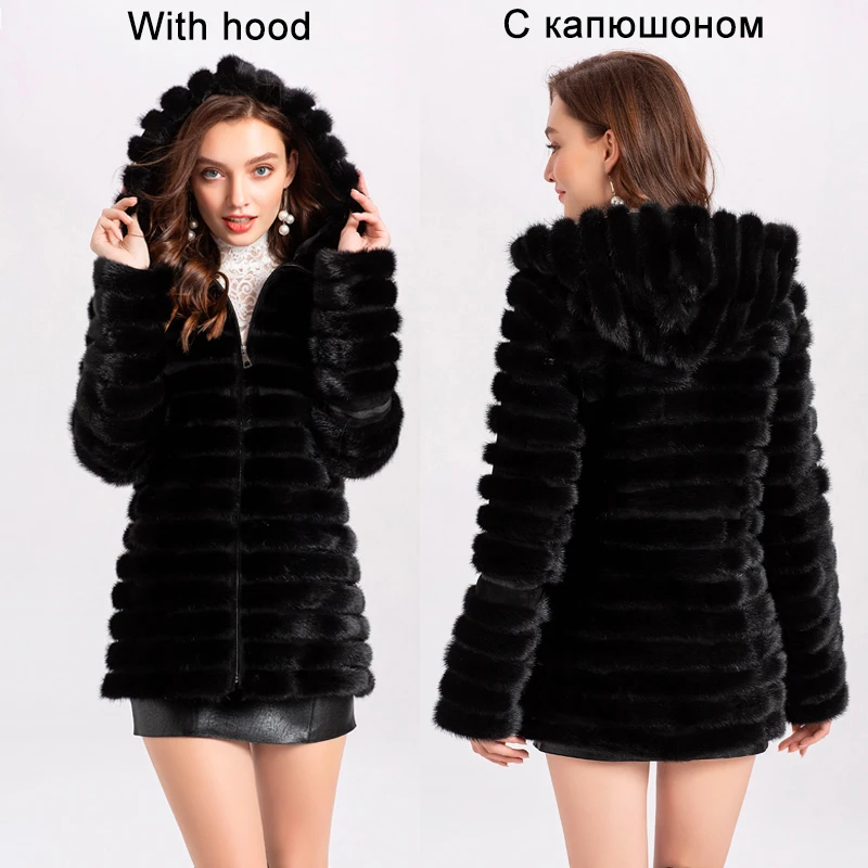 Natural Warm Fur Coat Detachable Winter Women Long Mink Fur Overcoat Female Genuine Leather Jackets New Oversize Thick Outerwear