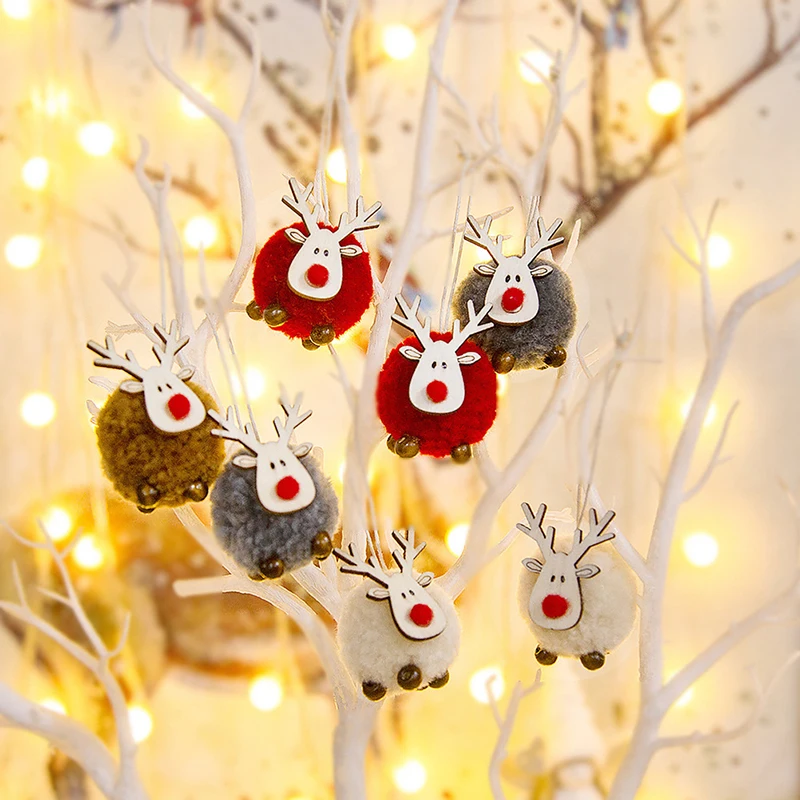 

1 шт. милые украшения для рождественской елки, войлочная деревянная подвеска в виде оленя разных цветов, украшения для рождественской елки ...