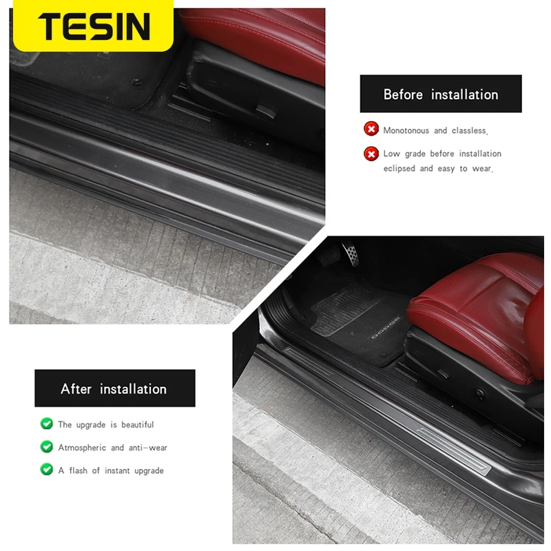 TESIN Защитная Накладка на порог для входной двери защитная Dodge Challenger 2009 +