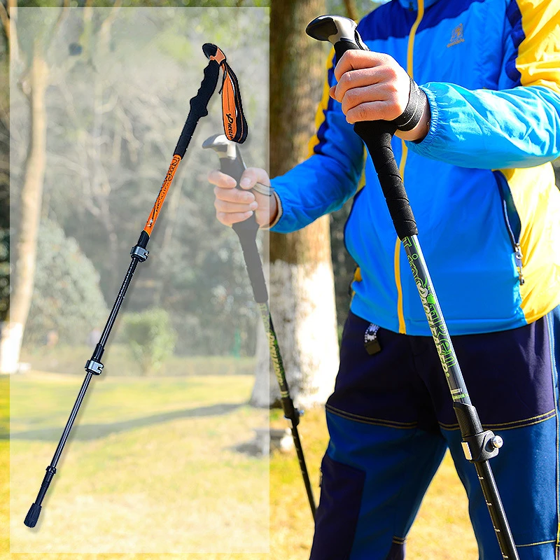 

Camping Trekking Pole Outdoor Walking Stick Telescopic 3-Section Hiking Carbon Aluminum alloy Stick 1PCS