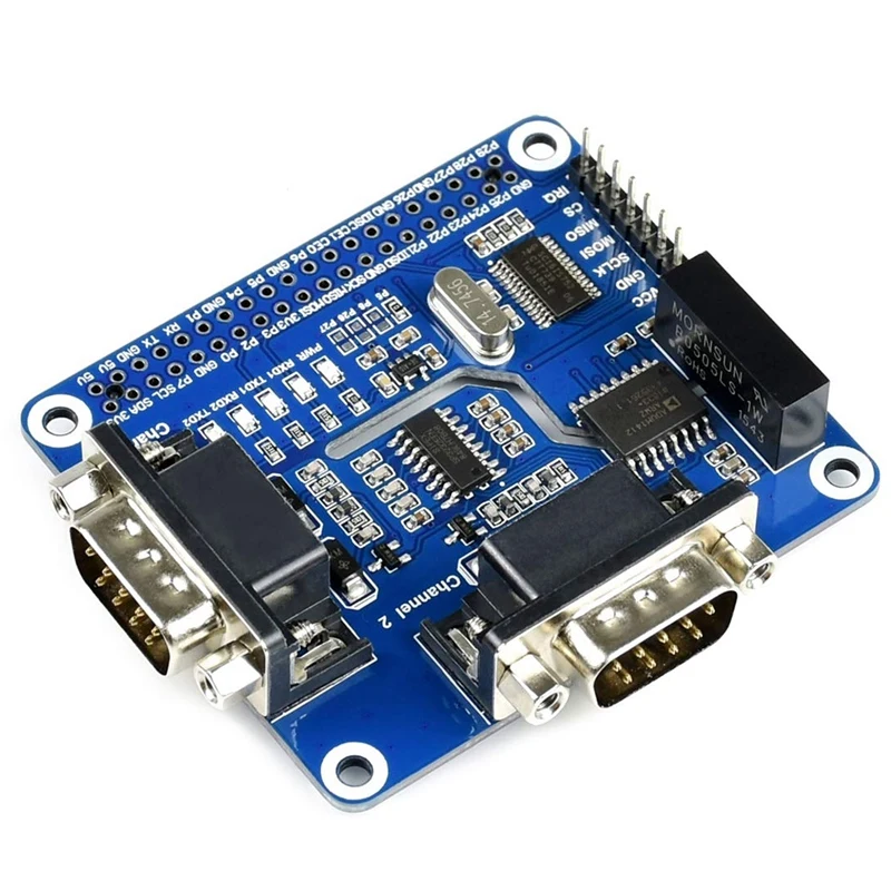 

2-канальная Изолированная Расширительная головка Waveshare RS232 для Raspberry Pi использует решение SC16IS752 + SP3232