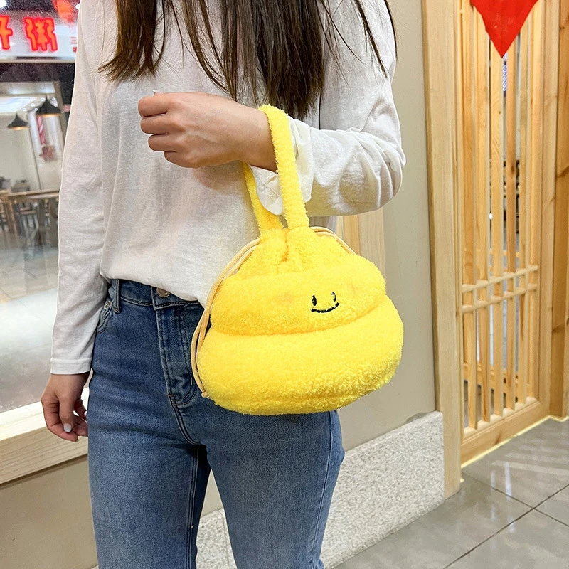Cute cartoon fluffy drawstring bag kawaii portable Soft Coin Purse Storage Bag Organizer Casual Travel handbag For Girls