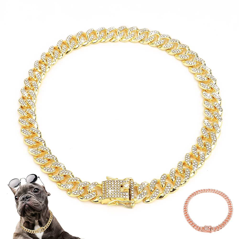 

Bling Rhinestone Dog Collar Chain Luxury Small Dogs Cat Diamond Chain Collars Pet Puppy Chihuahua Party Necklace Dog Accessories