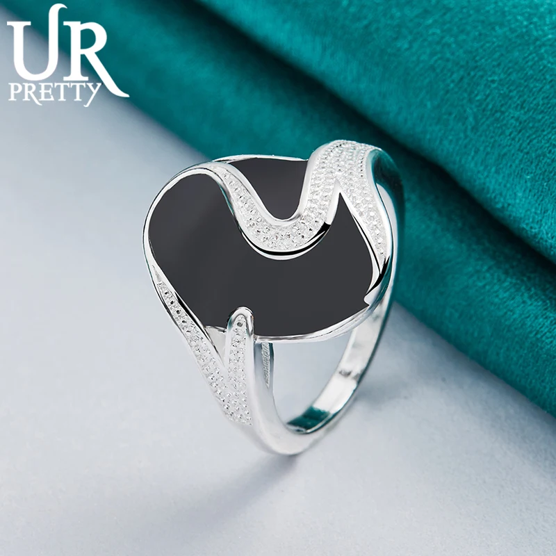 

925 Sterling Silver AAA Zircon Epoxy Black Ring for Woman Charm Jewelry Engagement Wedding Fashion Gifts Anniversary