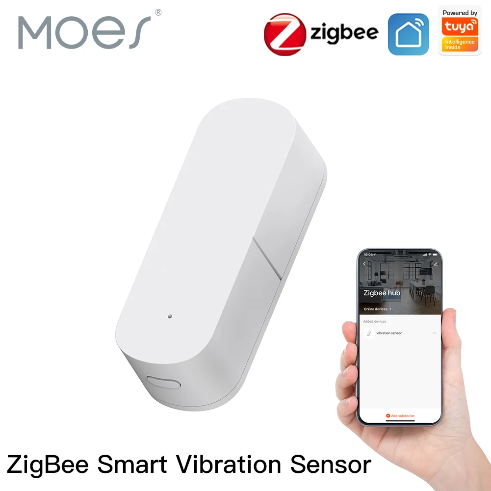 

MOES Zigbee Alexa Smart Vibration Sensor Detection,Tuya Smart Life APP Notification,Real-Time Motion Shock Alarm,History Record