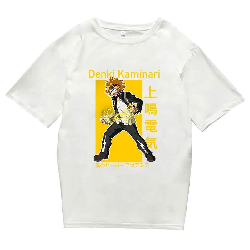 

Kaminari Denki футболка моя геройская Академия забавные Японские Аниме мужские топы черные Харадзюку подростковые унисекс футболки Свободный ст...