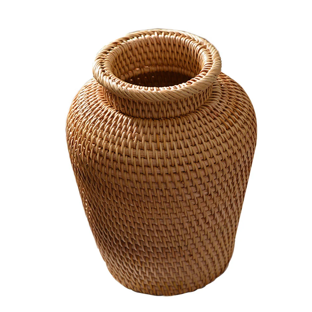 

Rattan Vase Flower Basket Dry Container Glass Sundries Rustic Planter Weaving Flowerpot Wedding Bracket