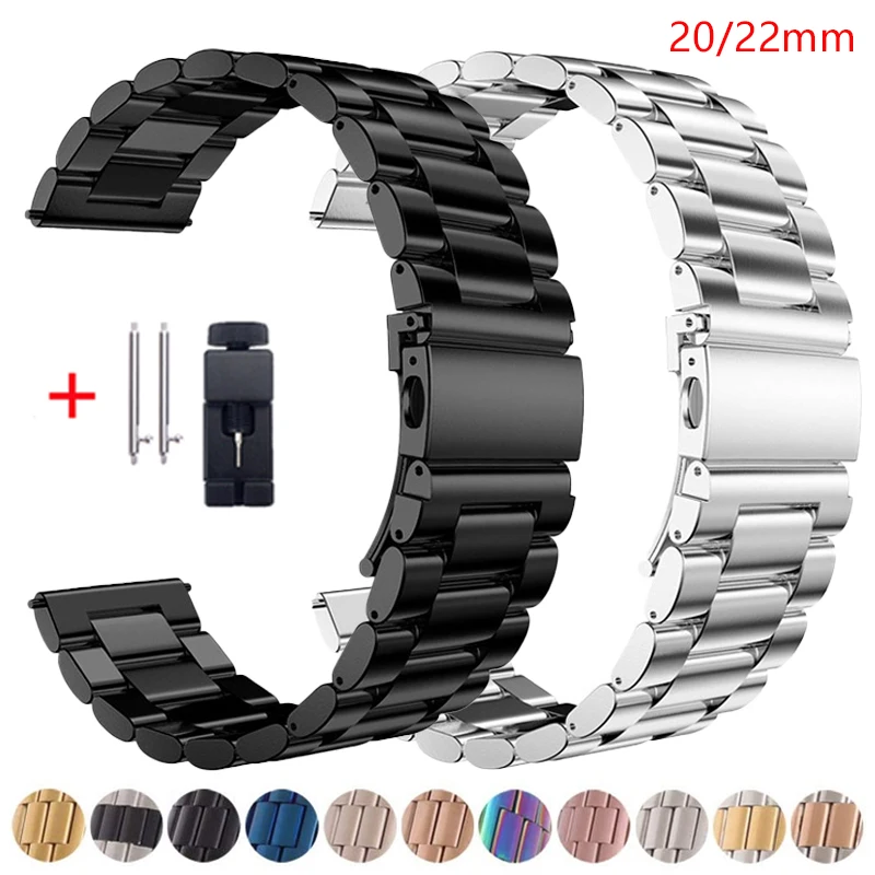 

20mm 22mm Straps For samsung galaxy watch 4 3 40/44mm Gear S3 Stainless Steel bracelet correa Samsung Galaxy watch 5