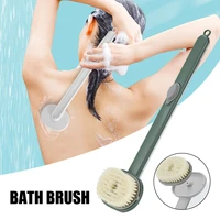 soft shower brush liquid bath soap dispenser long handle rear back scrubber body exfoliator deep mud clean for wet dry brushing