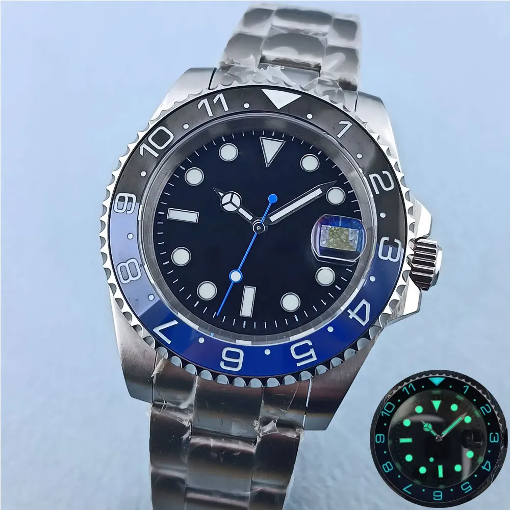 

40mm silver 316L stainless steel watch case Fit NH34 NH35 NH36 movement sapphire glass transparent heel stainless steel bottom