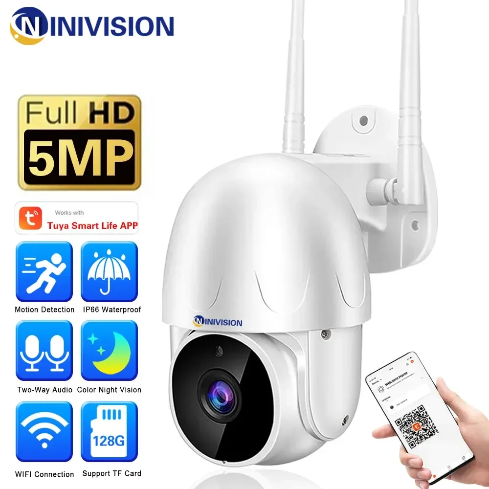 

Мини-камера Tuya Smart Home, Wi-Fi, 5 МП, автослежение, PTZ