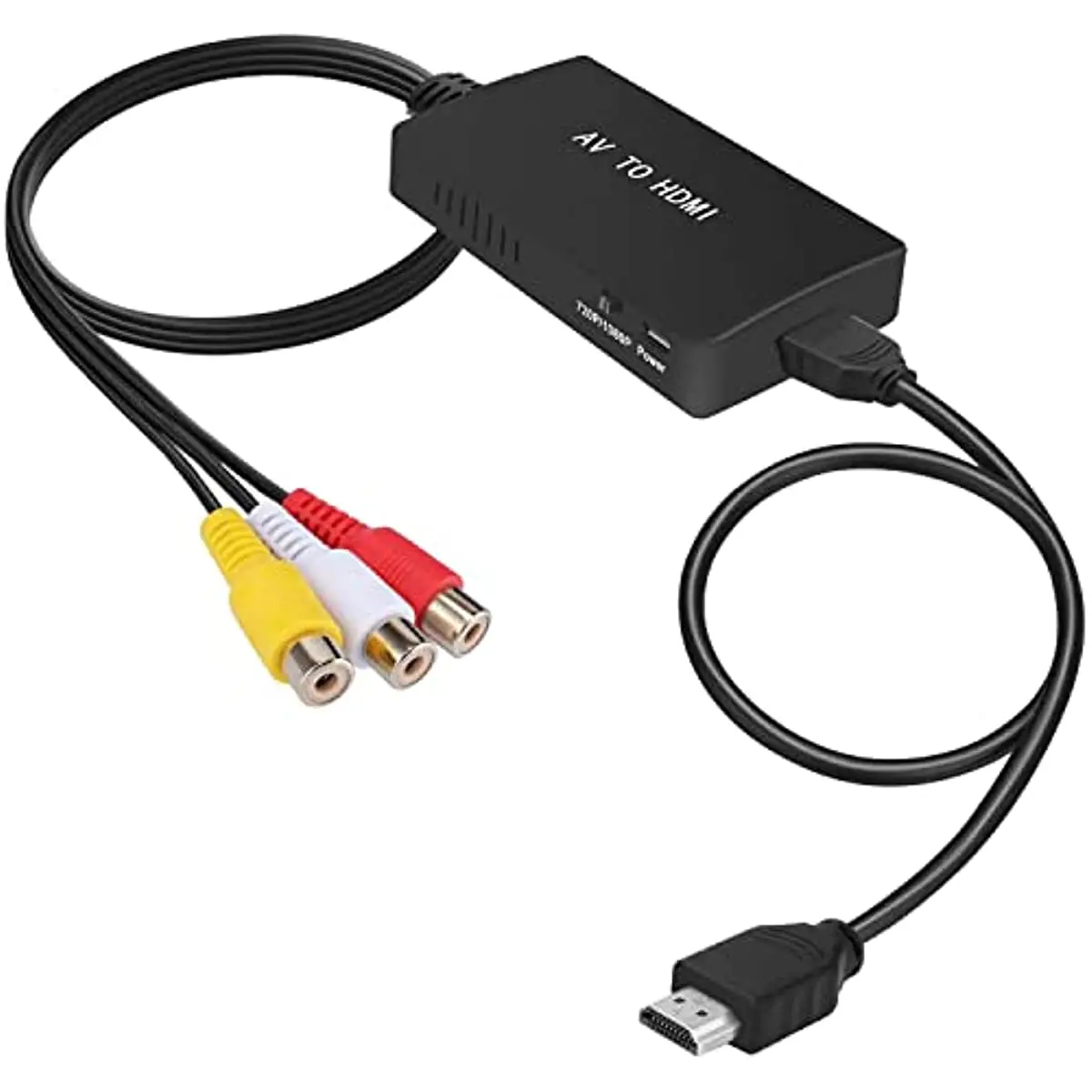 Преобразователь RCA в HDMI, композитный адаптер HDMI поддерживает 1080P PAL/NTSC, совместимый с PS one, PS2, PS3, STB, Xbox, VHS, VCR,