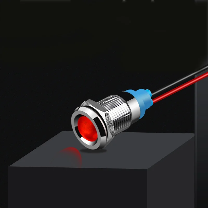 Металлический светодиодный индикатор 6-16 мм, красный/синий, IP67